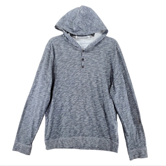 Vince Other - VINCE Mens Hoodie V Neck Long Sleeve Henley Button Placket Top Gray Sz M